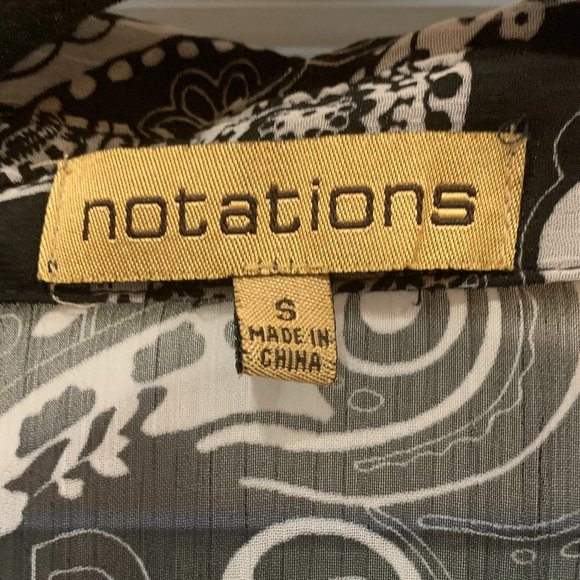 EUC Notations Sheer Long Sleeve Black/White Button Down Blouse Size Small - Picture 5 of 12